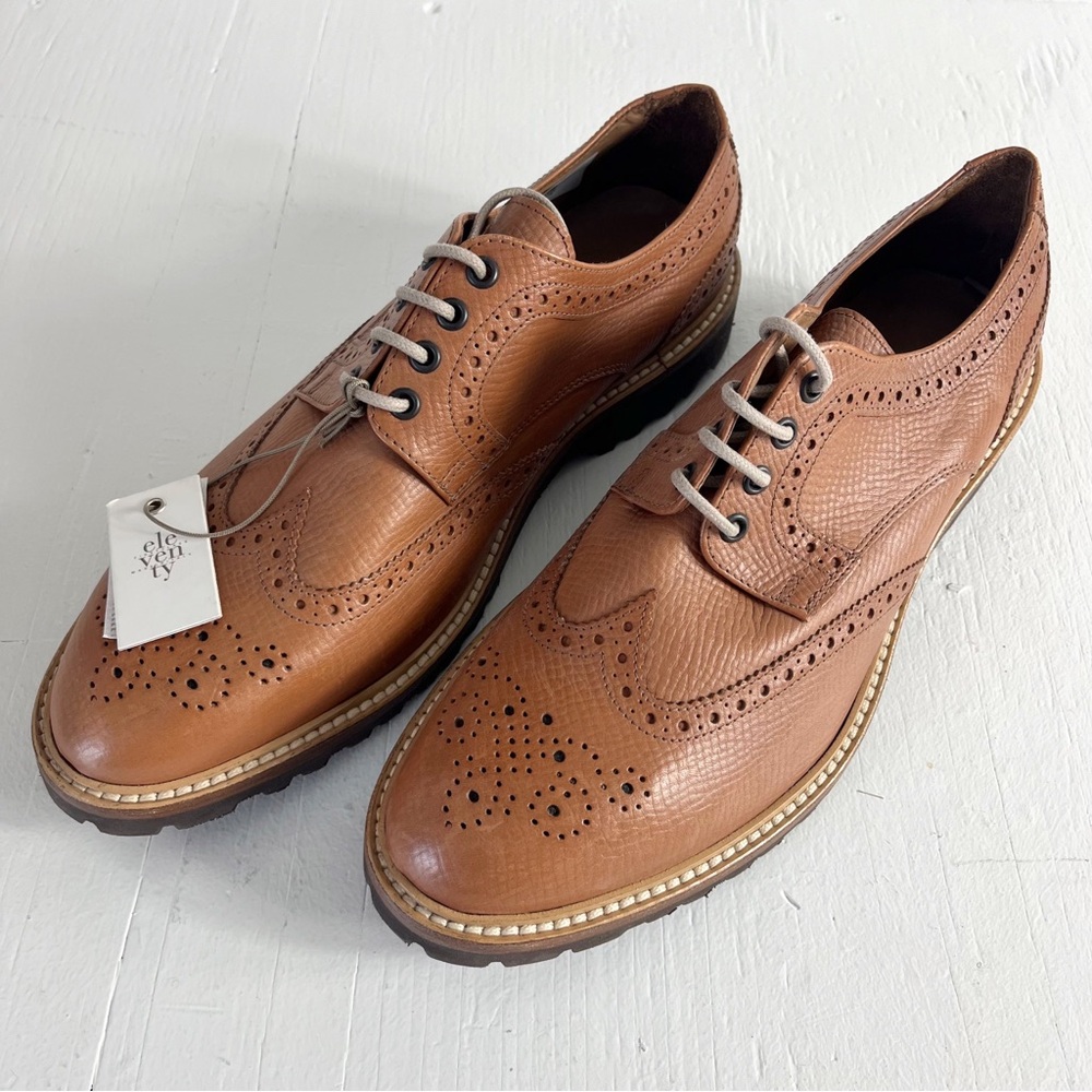 Eleventy Lace Up Derby Platform Laser Cut Dress Shoes Size 11 Chestnut Brown